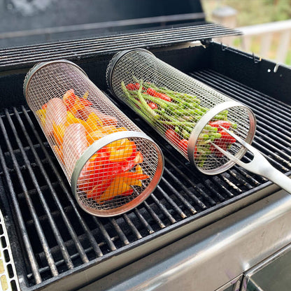 GrillMaster | 360° BBQ Grillkorb aus Edelstahl | Gleichmäßiges Grillen ohne Anbrennen | 1+1 GRATIS