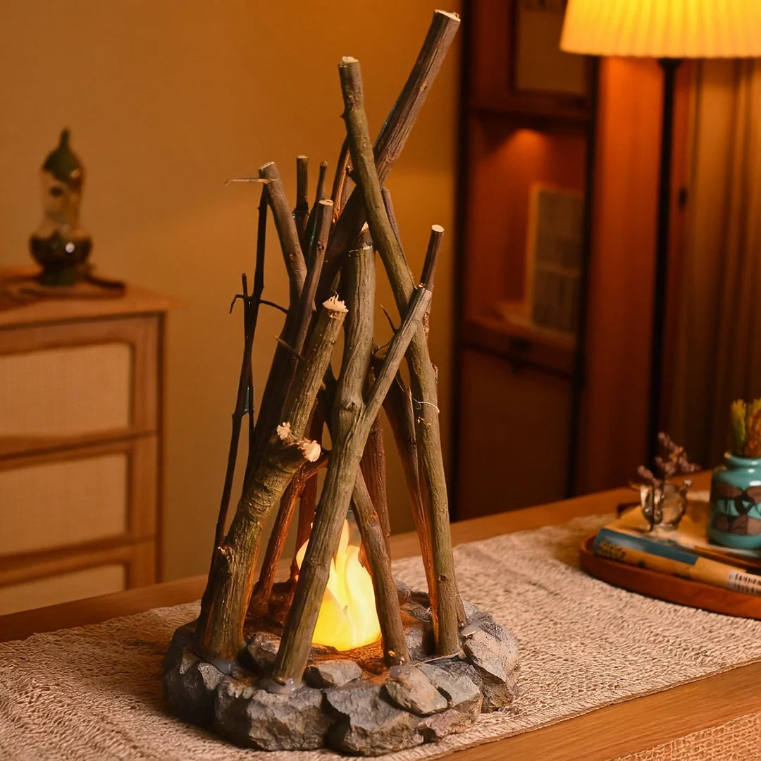 Nachtlicht aus Holz und Natursteinen mit Touch Funktion