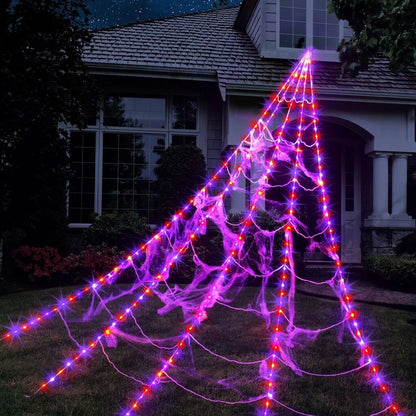 Halloween Spinnennetz LED Lichterkette 5 m mit Fernbedienung