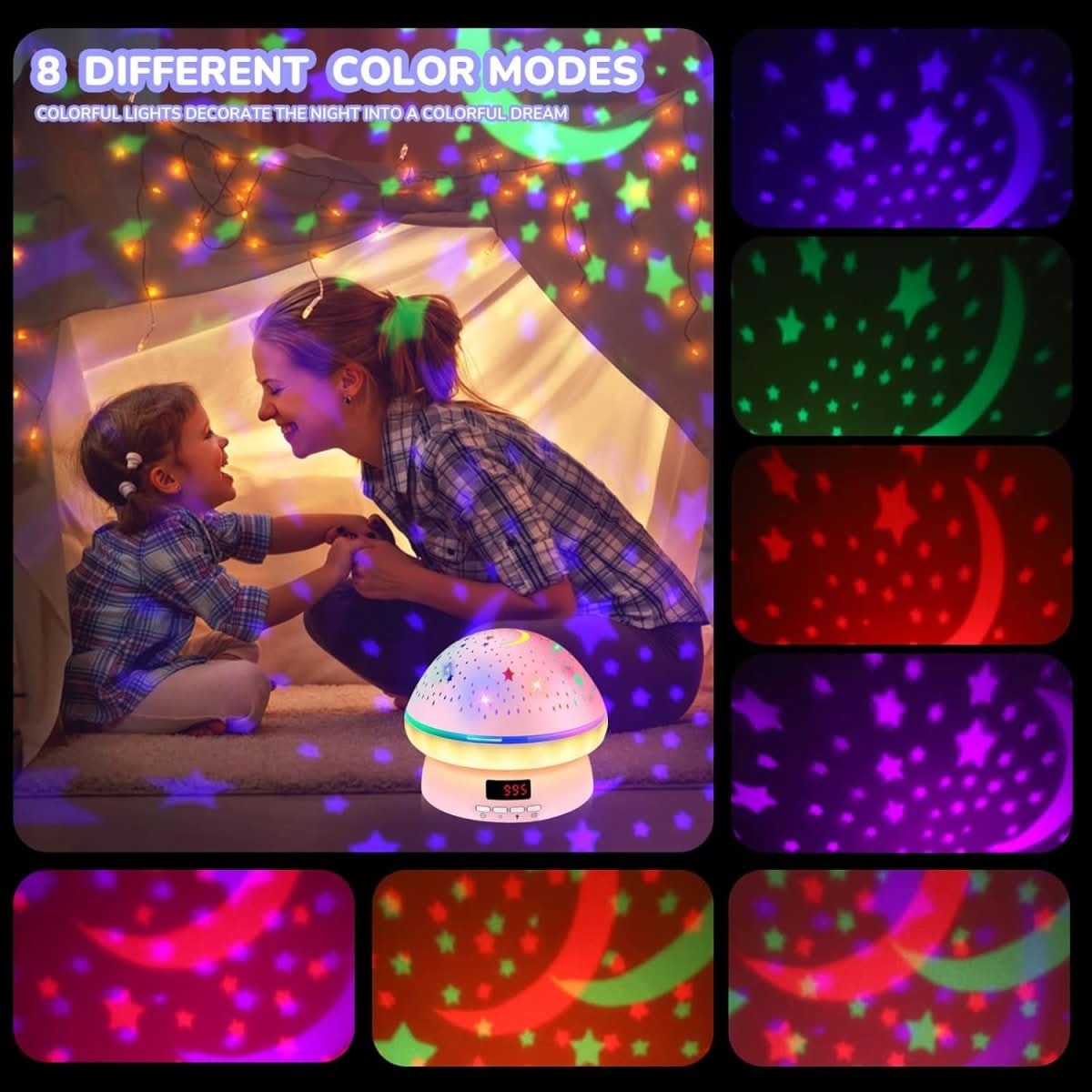 GLOWLIGHT – Magischer Sternenprojektor mit 16 Farben und Timer-Funktion
