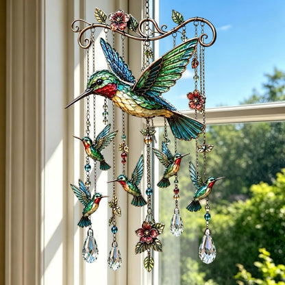 Kristall Windspiel mit Vogelmotiv für Garten und Balkon