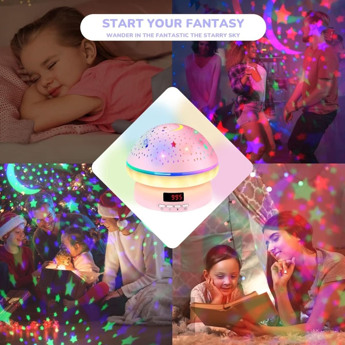 GLOWLIGHT – Magischer Sternenprojektor mit 16 Farben und Timer-Funktion