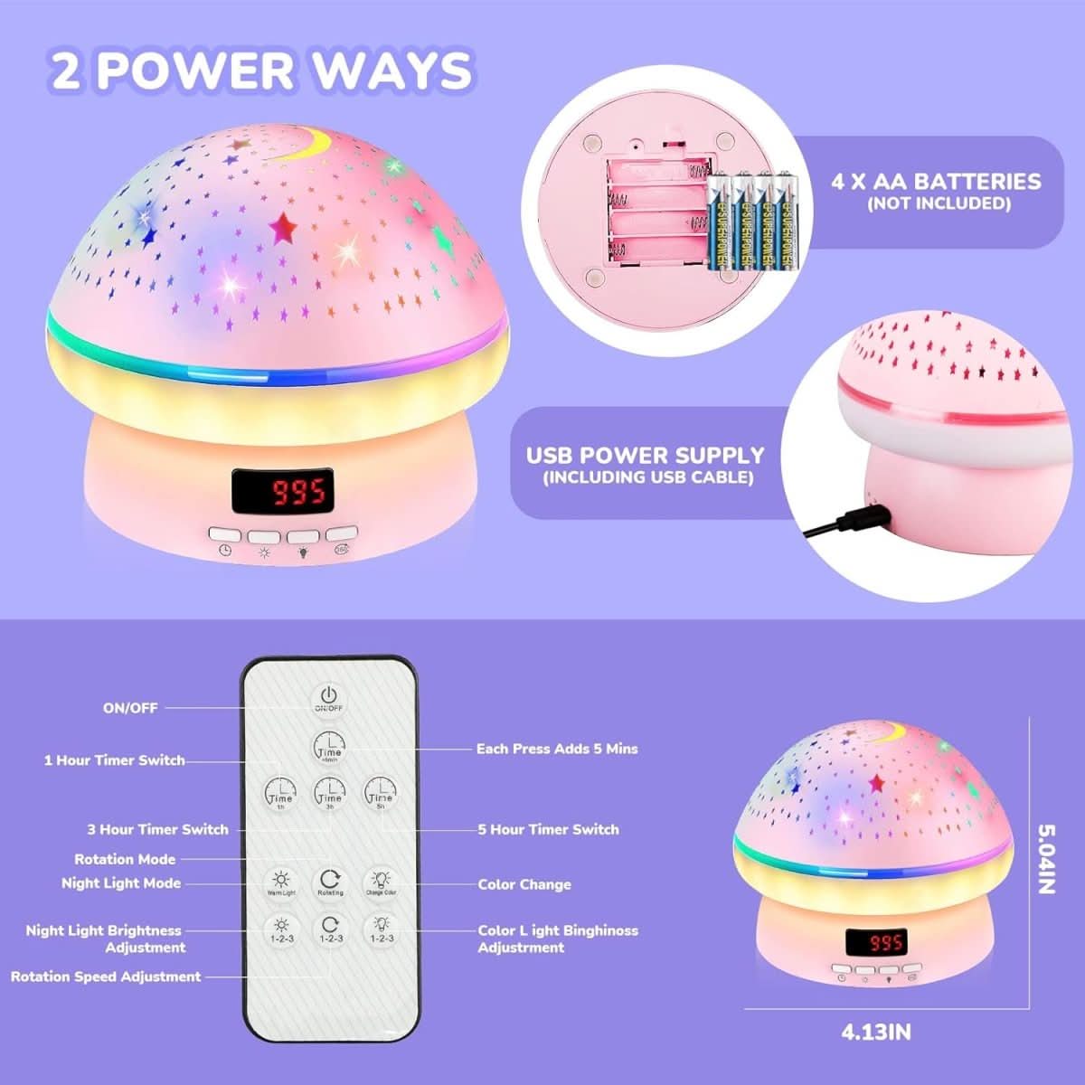 GLOWLIGHT – Magischer Sternenprojektor mit 16 Farben und Timer-Funktion