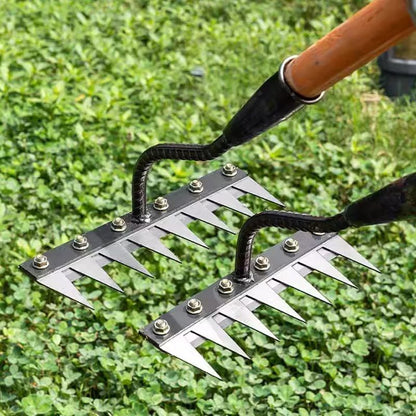 IronBloom™ | Gartenrechen aus Carbonstahl – Unkrautentferner, 5–8 Zähne, robust & rostfrei