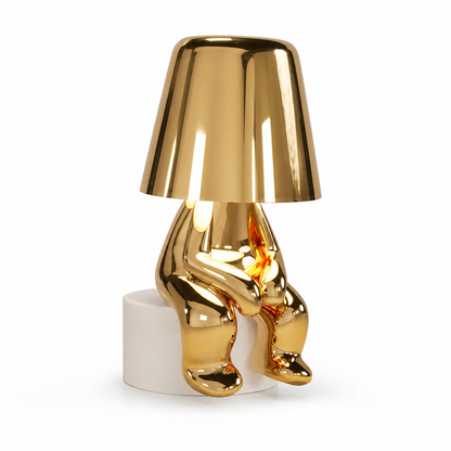LED Schreibtischlampe Denker Figur in Gold oder Silber