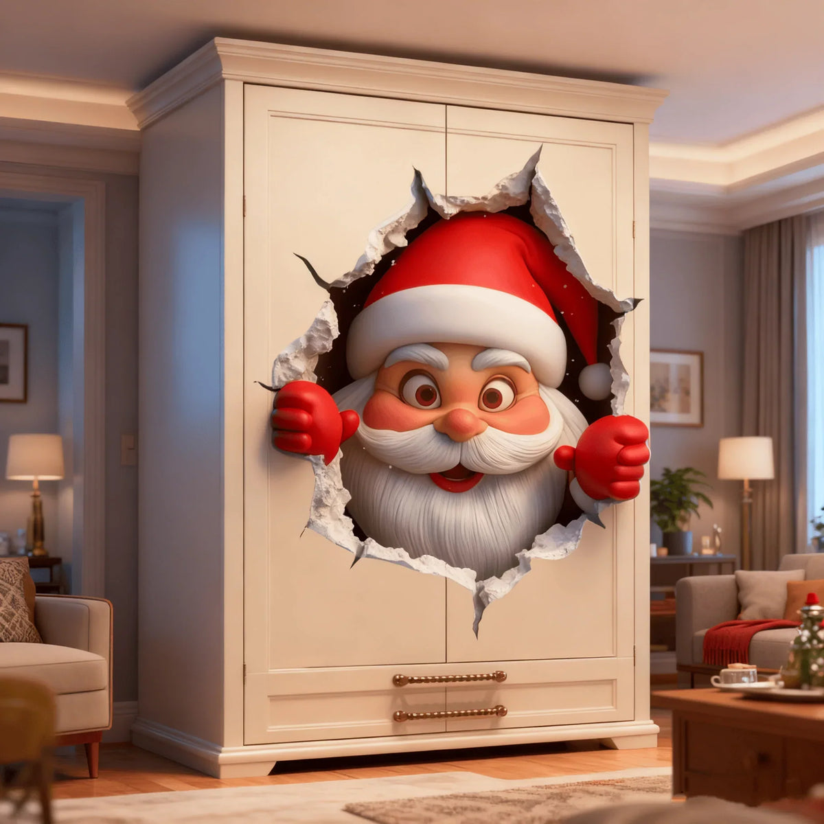 3D Weihnachtsmann Wandsticker aus PVC