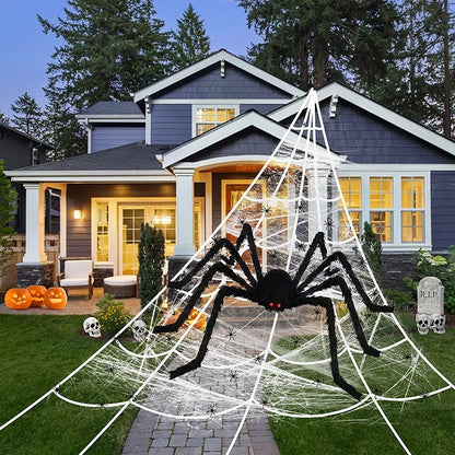 Halloween Spinnennetz LED Lichterkette 5 m mit Fernbedienung