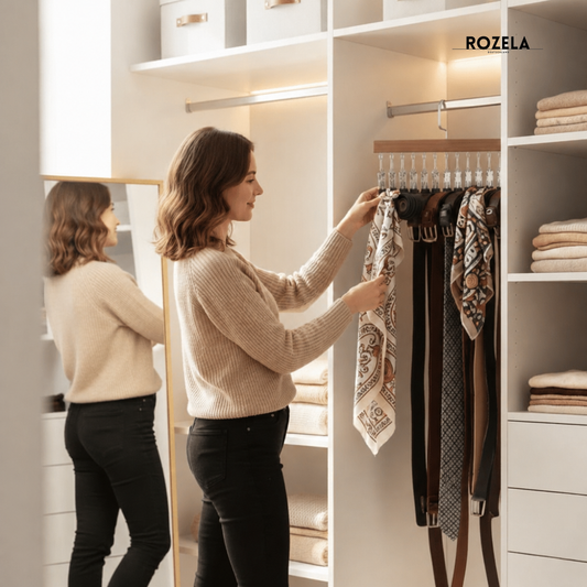 Garderobe-Organizer mit Schals und Gürteln – Rozela