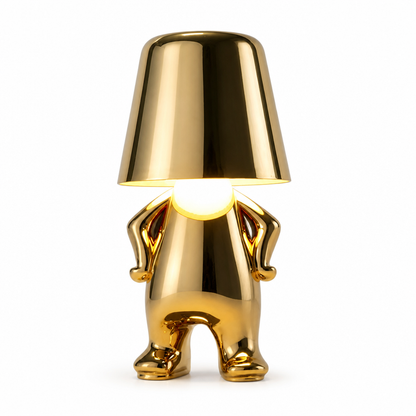 LED Schreibtischlampe Denker Figur in Gold oder Silber