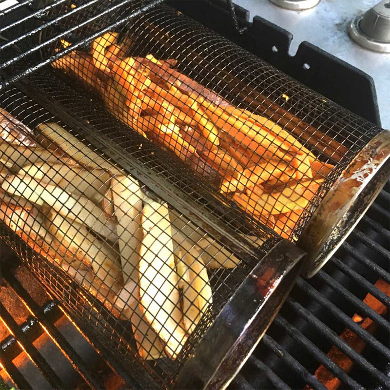 GrillMaster | 360° BBQ Grillkorb aus Edelstahl | Gleichmäßiges Grillen ohne Anbrennen | 1+1 GRATIS