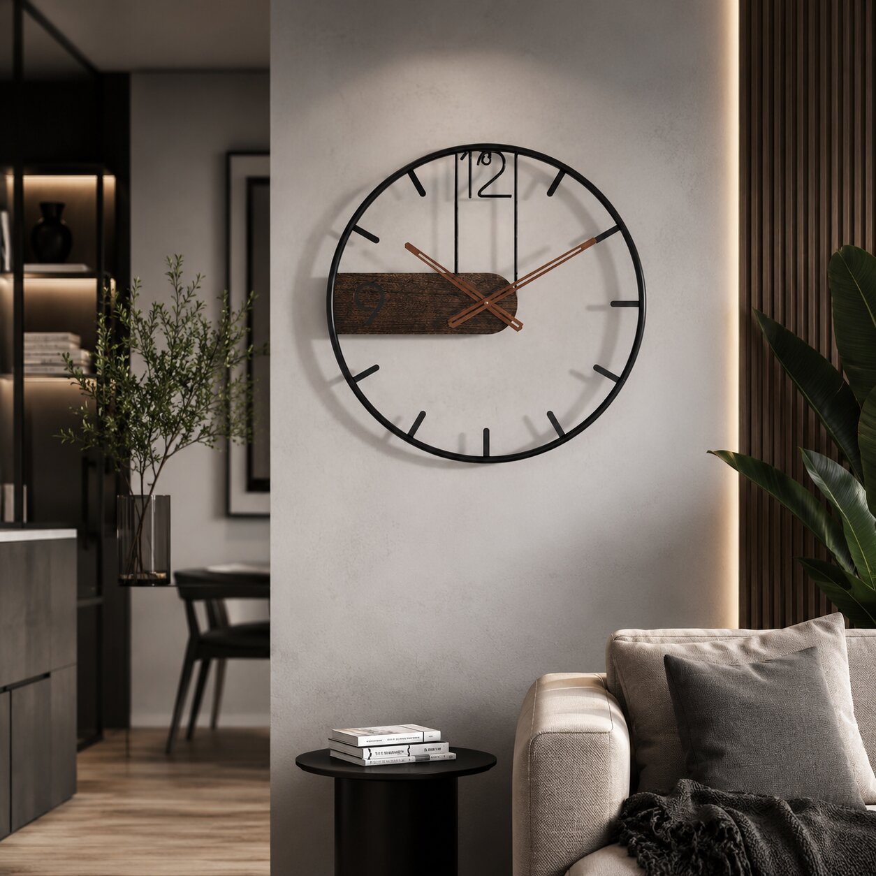 Moderne Wanduhr aus Edelstahl & Walnussholz | Walnchron