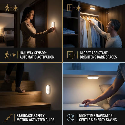 LumaTrail™ | Bewegungsmelder Licht – Kabellose LED Nachtleuchte für Flur, Treppe & Schlafzimmer