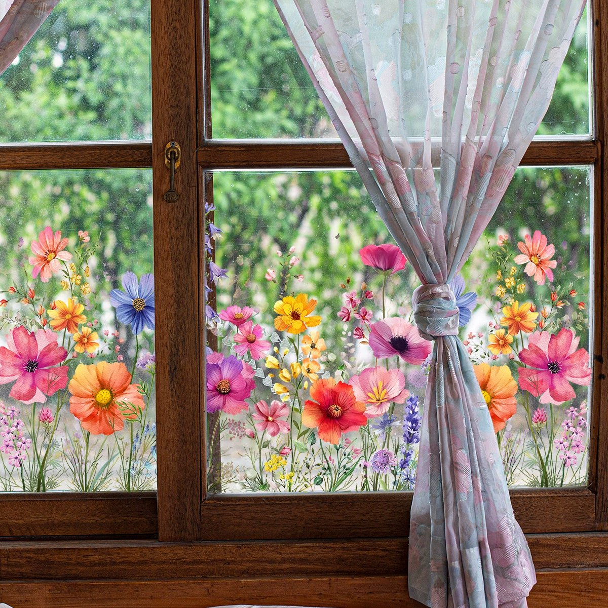 BloomVista™ | Fensteraufkleber | Wildblumen & Schmetterlinge, wiederverwendbar & rückstandsfrei
