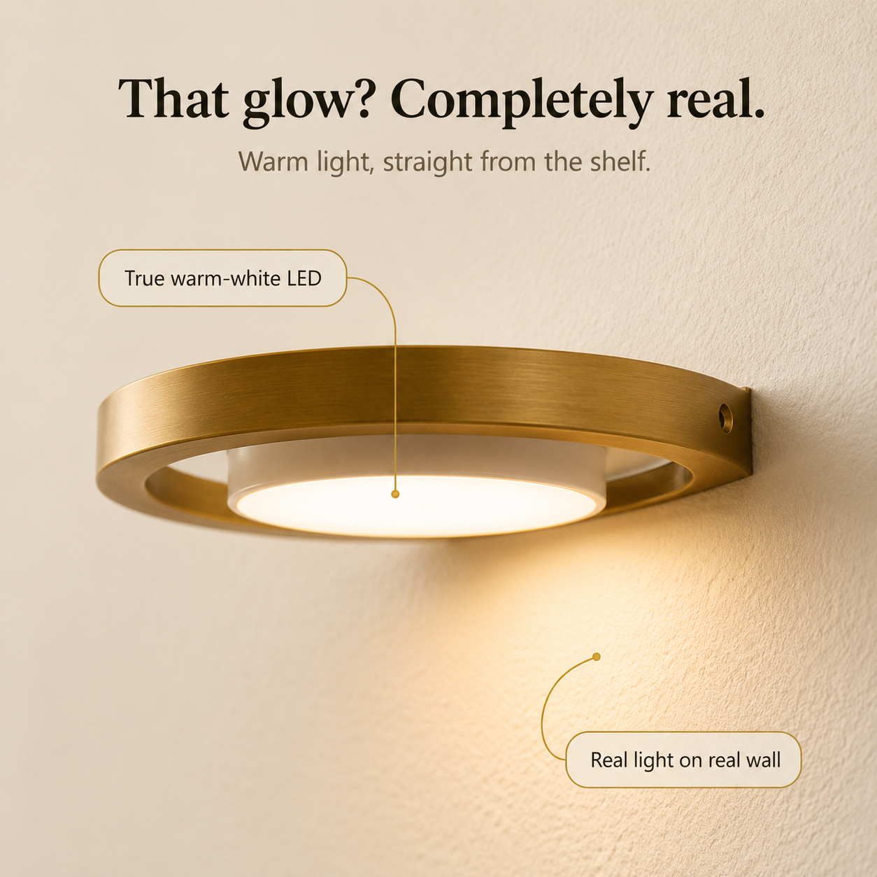 Schwebendes LED-Wandregal mit Gold-Finish und wiederaufladbarer Ambientebeleuchtung für Pflanzen