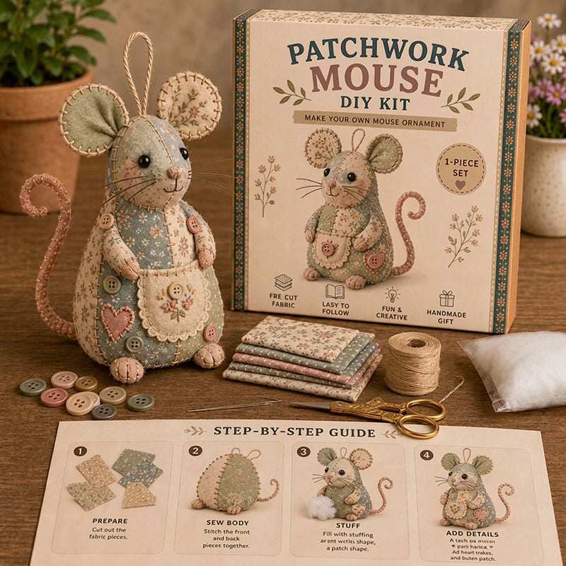 PatchNest™ | Entspannen und ein gemütliches Vintage Plüschmaus-Bastelset erstellen