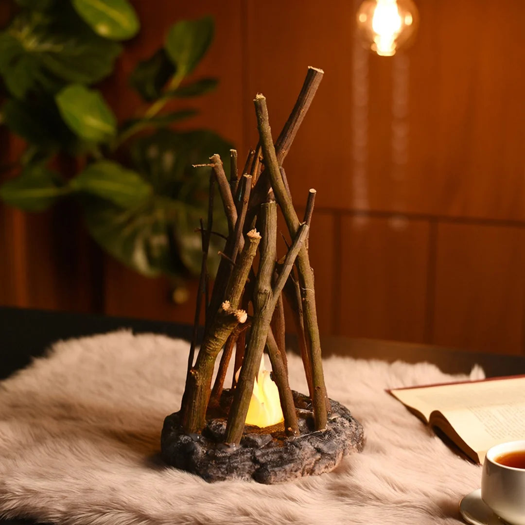 Nachtlicht aus Holz und Natursteinen mit Touch Funktion