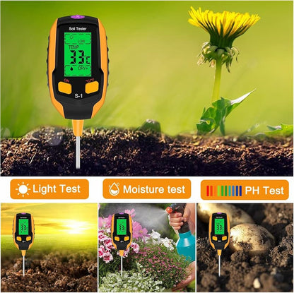 SmartGrow™ 4-in-1 Bodenmessgerät – Feuchtigkeit, pH, Licht & Temperatur messen