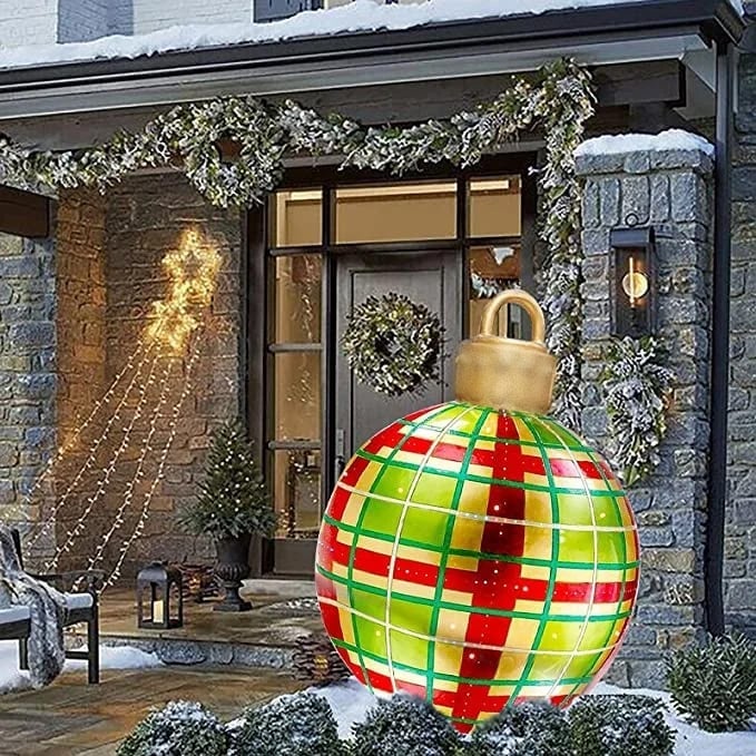Aufblasbare Weihnachtskugel 60 cm – wetterfeste Deko für Innen und Außen, viele Designs