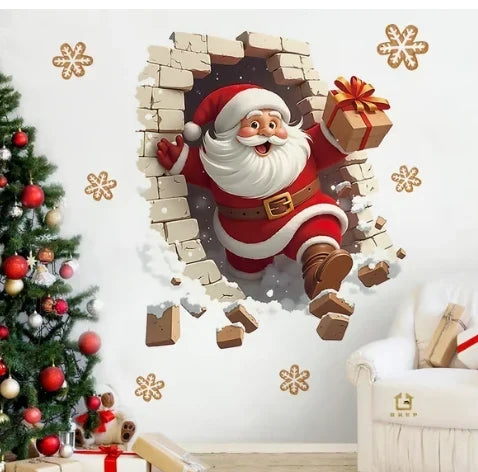 3D Weihnachtsmann Wandsticker aus PVC