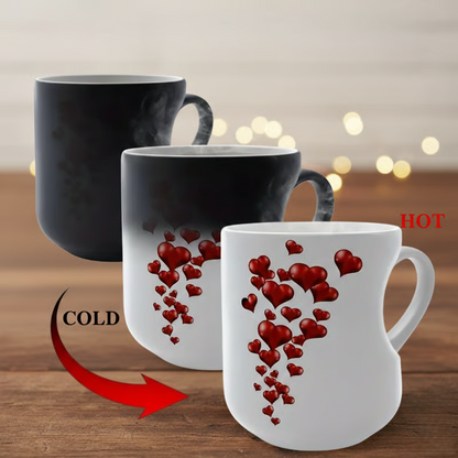 Farbwechsel Tasse mit Herzgriff aus Keramik 400 ml