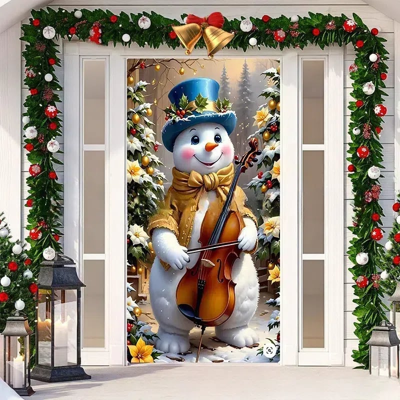 Weihnachts-Türcover – Geigensnowman