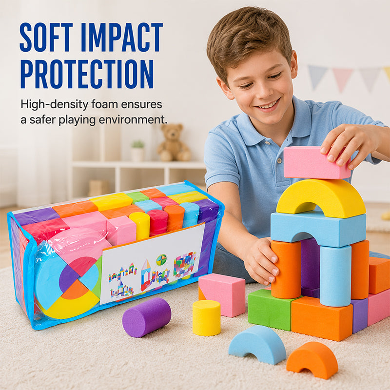 ColorBurst Blocks – 52-teiliges EVA-Schaumstoff-Bauset | 50 % RABATT