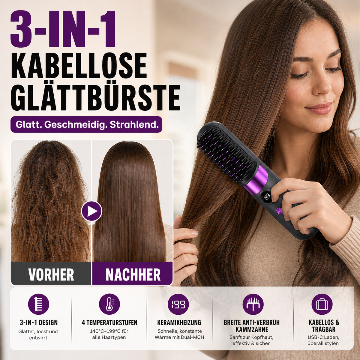 Kabelloses 4-in-1 Haarstyling-Tool USB-C | StylePro