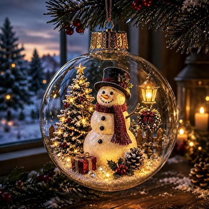 Beleuchteter Weihnachtsanhänger mit LED und Miniatur Szene