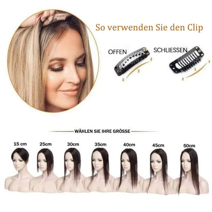 Haar Topper aus 100 Prozent Remy Echthaar mit Clip In System
