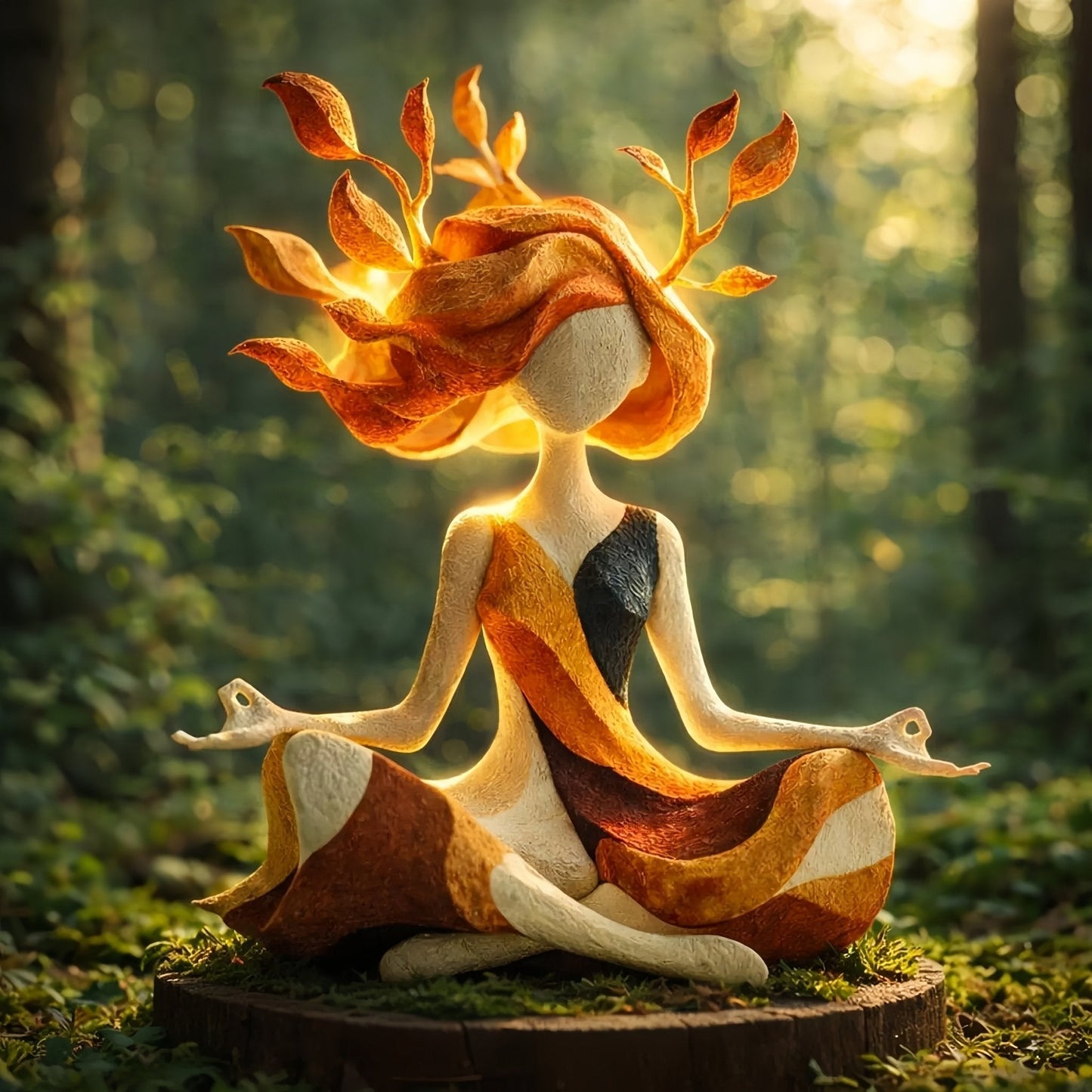Handgefertigte Yoga-Dekofigur meditatives Design | SerenityLeaf™