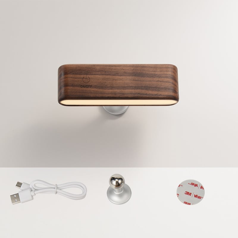 WoodGlow Wandlampe Schwarzer Walnussbaum mit Zubehör