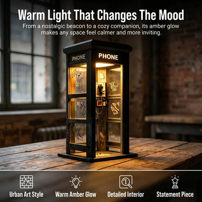 Vintage Telefonzellen Tischlampe mit warmem Ambiente Licht
