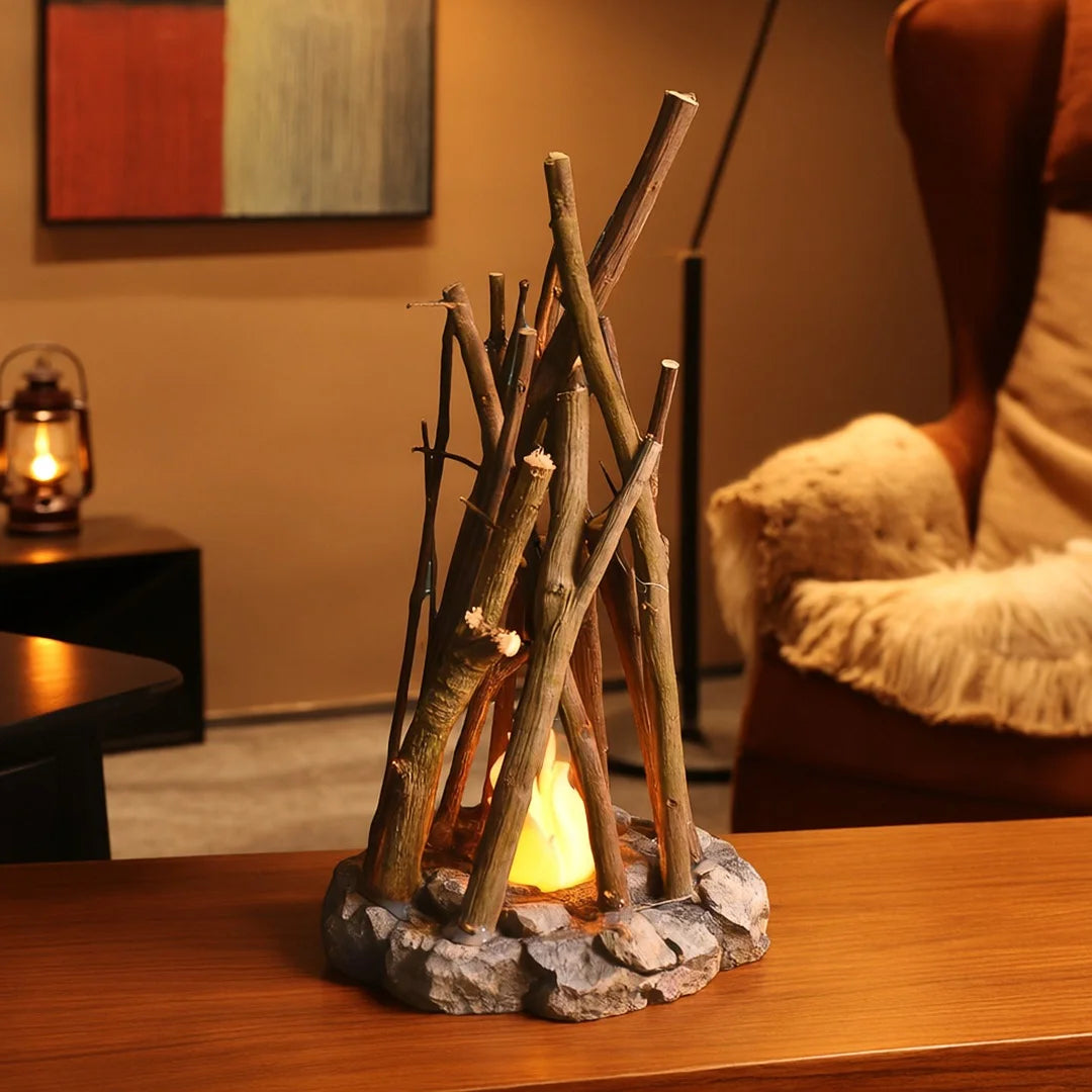 Nachtlicht aus Holz und Natursteinen mit Touch Funktion