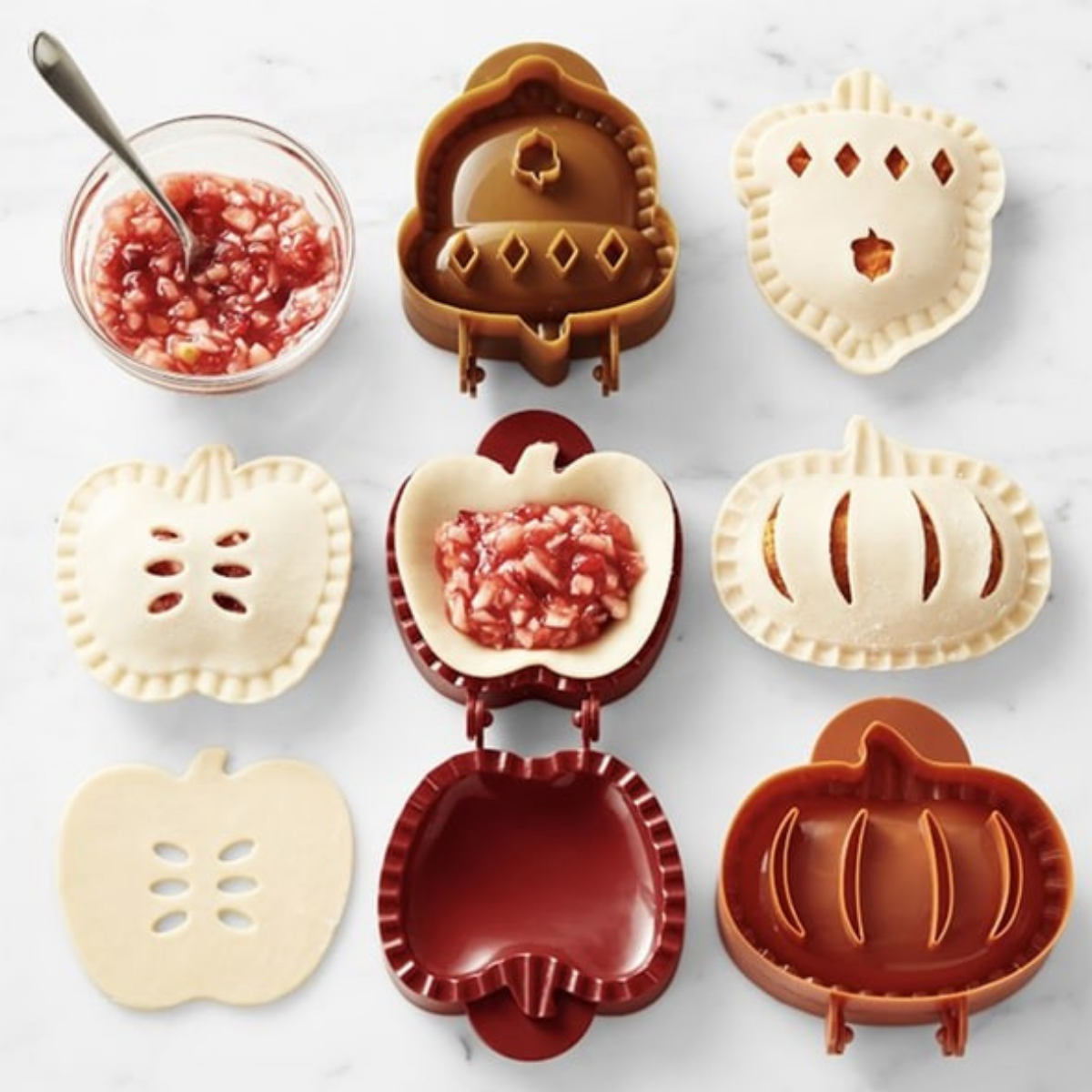 Halloween Mini-Pie-Former (Kürbis, Apfel, Eichel) | PieWhimsy