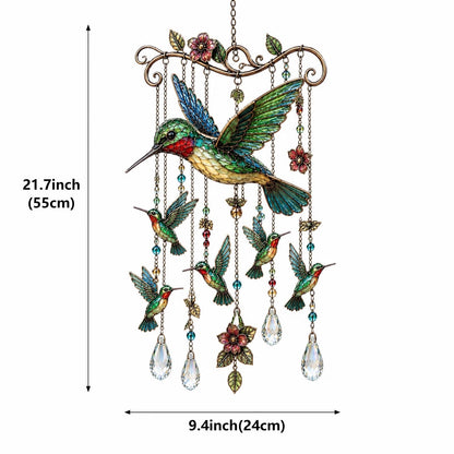 Kristall Windspiel mit Vogelmotiv für Garten und Balkon