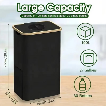 EcoBasket™  | Recyclingkorb 100L – Faltbarer Flaschensammler mit Rahmen & waschbarem Sack