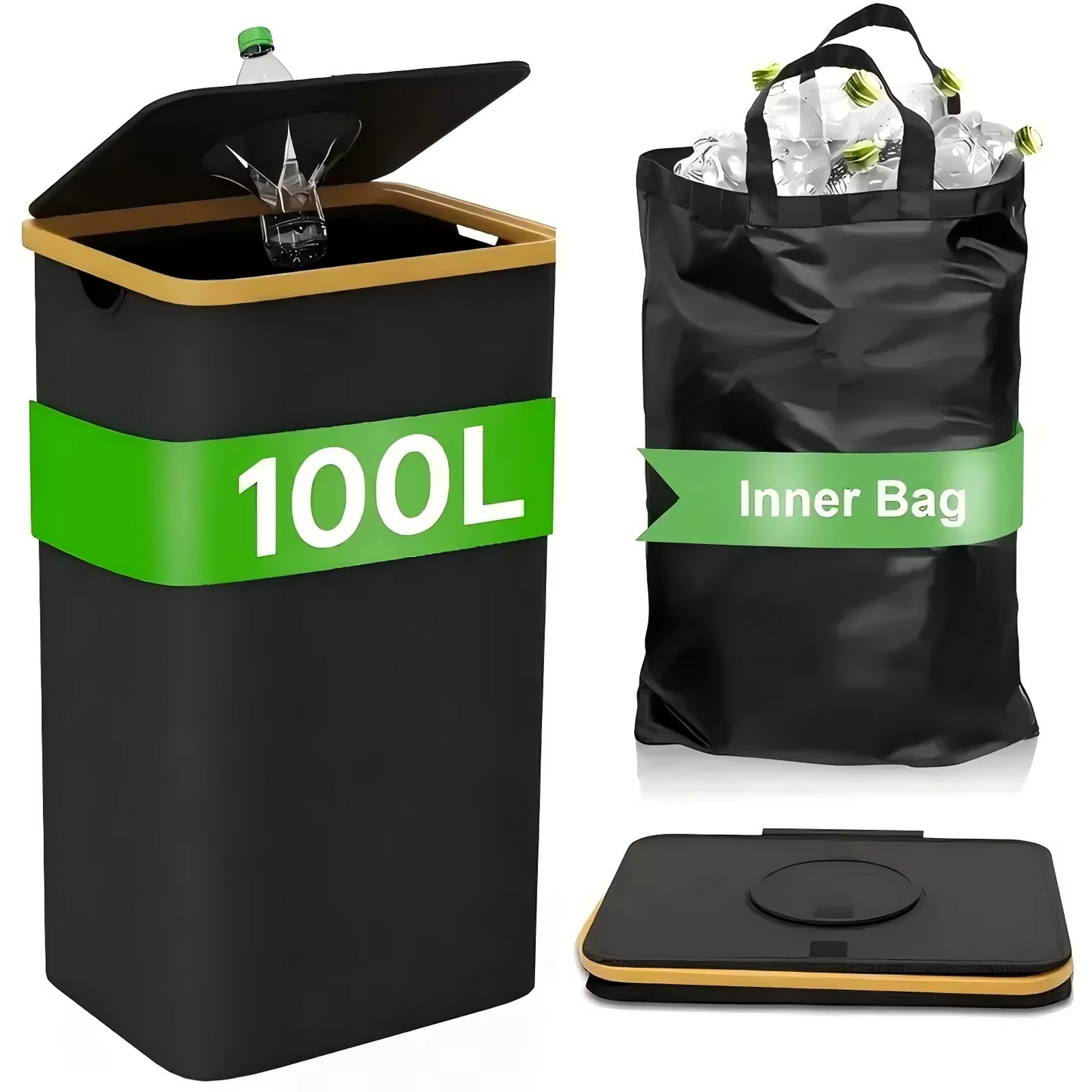 EcoBasket™  | Recyclingkorb 100L – Faltbarer Flaschensammler mit Rahmen & waschbarem Sack