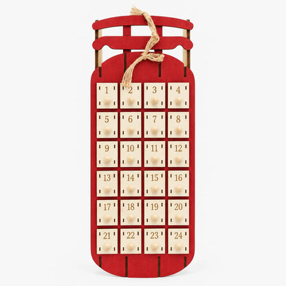 Holz-Adventskalender in Schlittenform