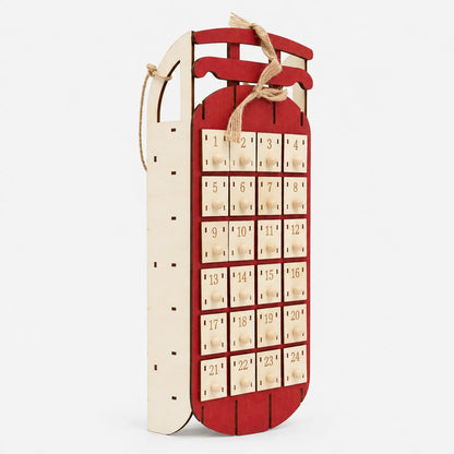 Adventskalender Naturholz mit ausziehbaren Schubladen