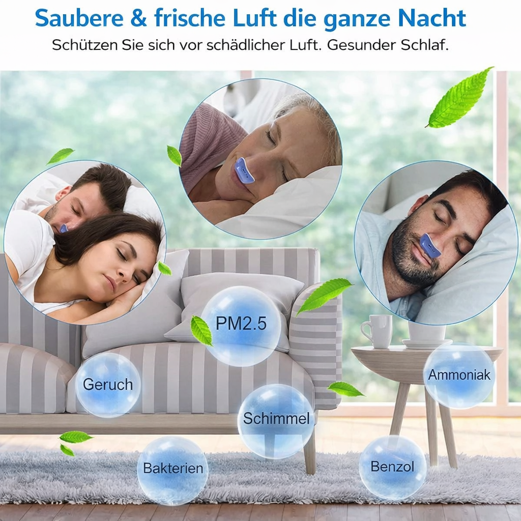 Anti-Schnarch CPAP Nasengerät mit Luftstrom | Kompakte Atemhilfe ohne Maske | USB-aufladbar | MicroBreath