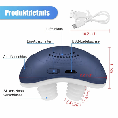 Anti-Schnarch CPAP Nasengerät mit Luftstrom | Kompakte Atemhilfe ohne Maske | USB-aufladbar | MicroBreath
