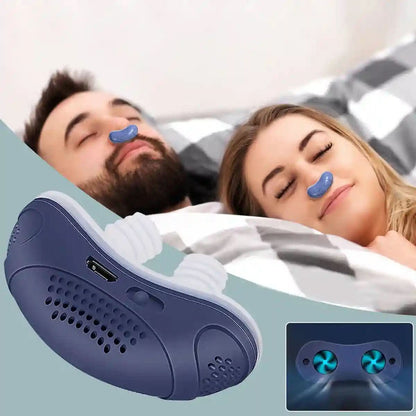 Anti-Schnarch CPAP Nasengerät mit Luftstrom | Kompakte Atemhilfe ohne Maske | USB-aufladbar | MicroBreath