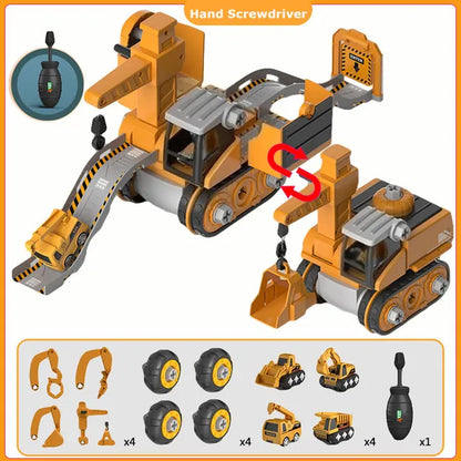 Baufahrzeug-Spielset | zum Schrauben für Kinder | Spielzeug-Schrauber & Figur | BuildRig