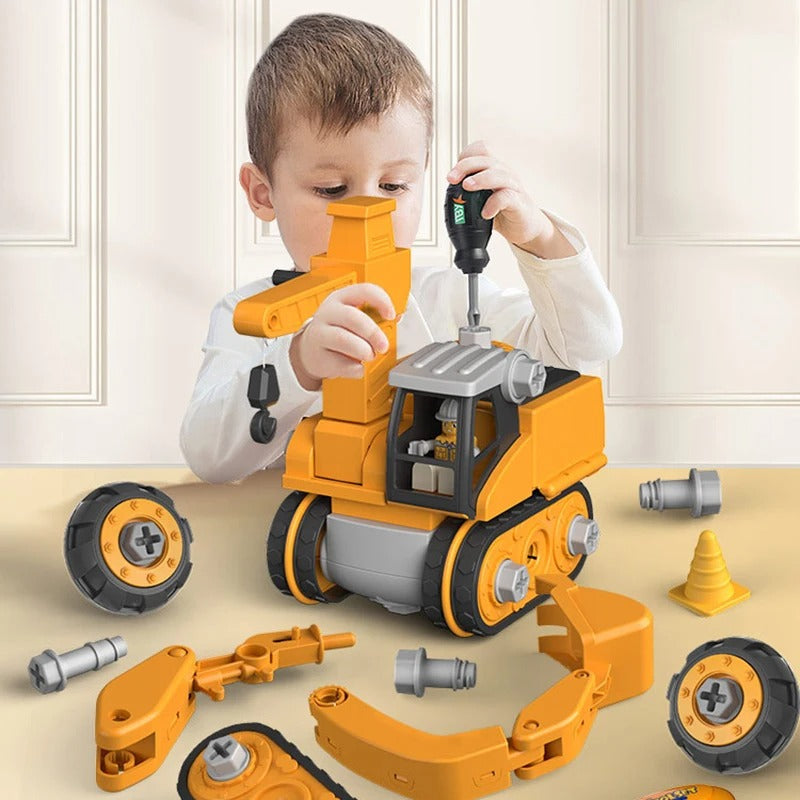 Baufahrzeug-Spielset | zum Schrauben für Kinder | Spielzeug-Schrauber & Figur | BuildRig
