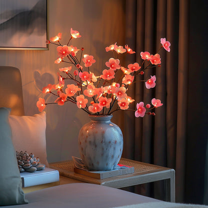 Kirschblütenzweige mit LED im Wohnzimmer