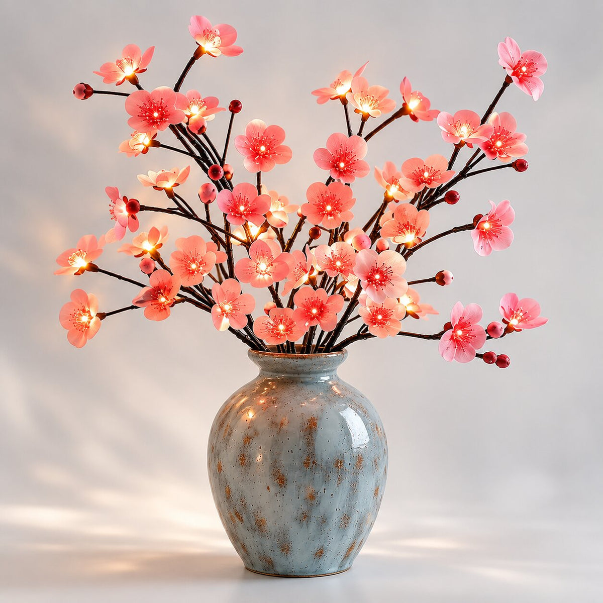 Beleuchtete Kirschblütenzweige in der Vase