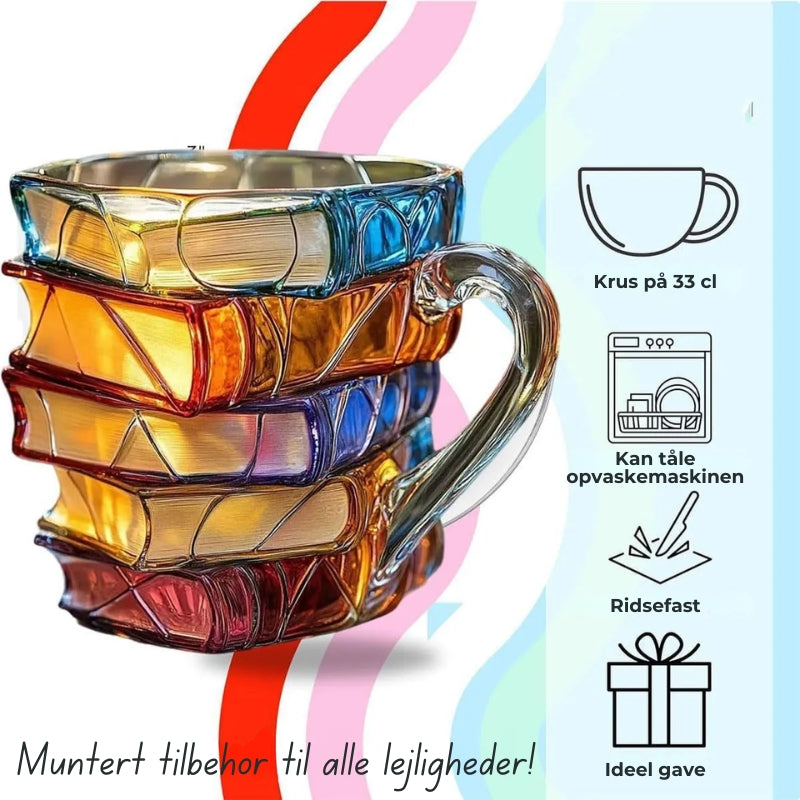 Leseliebe™ Becher| 3D Handbemalter Bücherbecher – Einzigartige literarische Kaffeetasse, ideales Geschenk für Bücherliebhaber