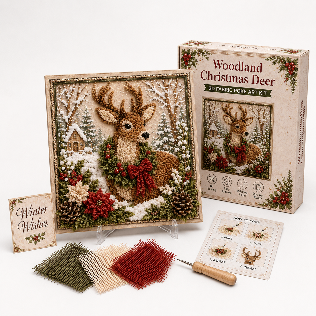 Weihnachts-Stoff-Steckbild ohne Nähen | Foldery