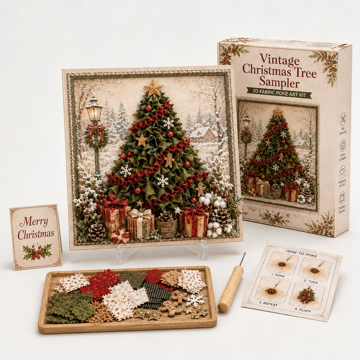 Weihnachts-Stoff-Steckbild ohne Nähen | Foldery