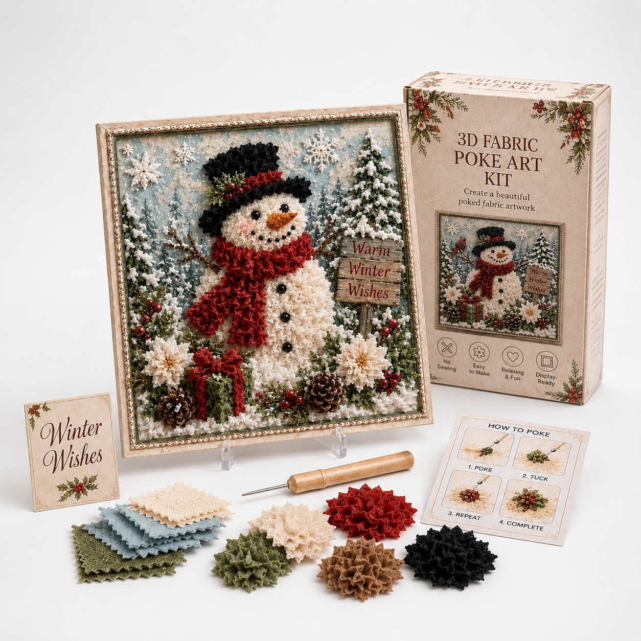 Weihnachts-Stoff-Steckbild ohne Nähen | Foldery